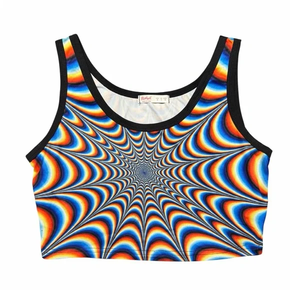 2+1 Free Rave Multicolor Psychedelic Crop Top - Picture 1 of 2